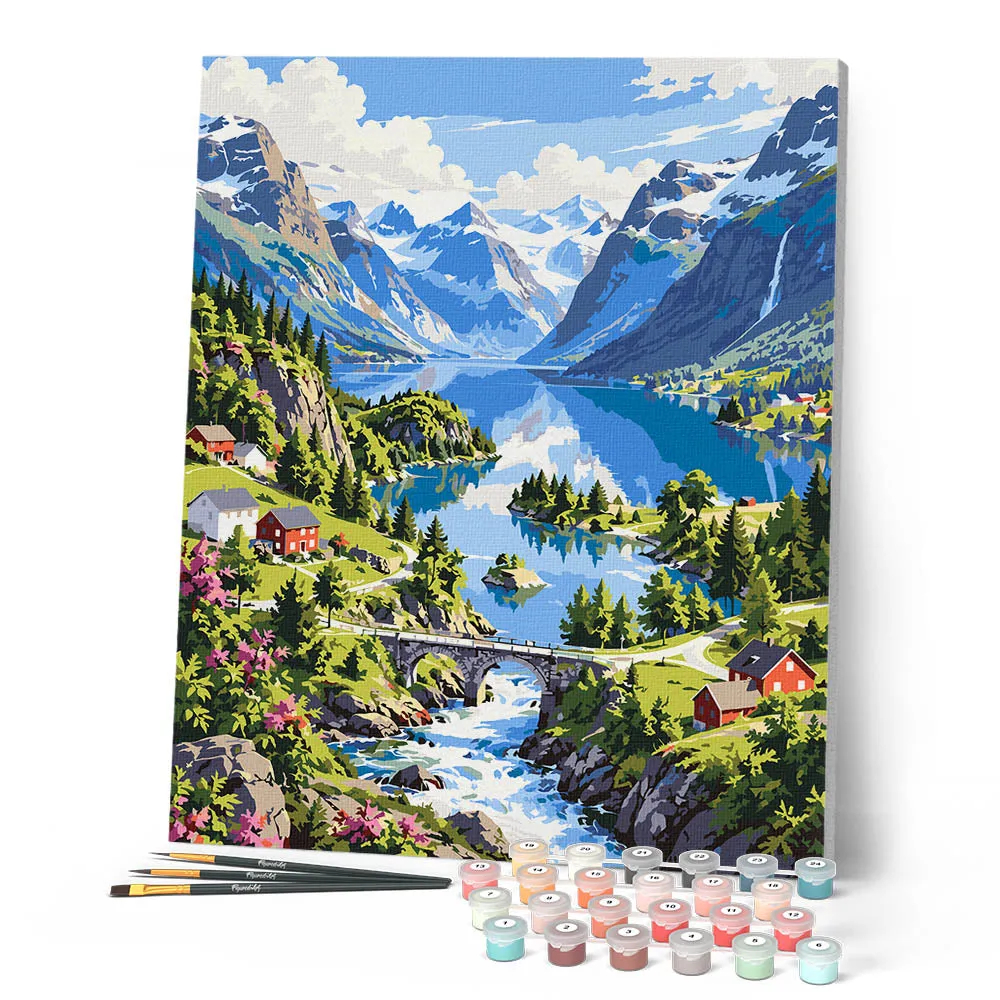 Figured'Art Lovatnetmeer in Loen Noorwegen schilderen op nummer 40x50cm landschap