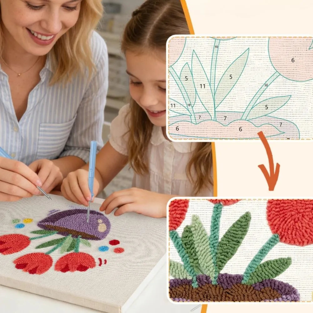 Figured'Art Kleurrijke Tulpen punch needle pakket met frame