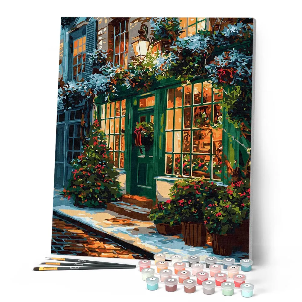Figured'Art Feestelijke Groene Deur schilderen op nummer 40x50cm