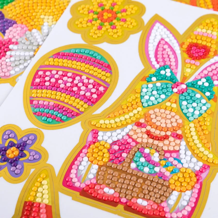 Craft Buddy Crystal Art Easter Garden stickers 42 stuks goudrand