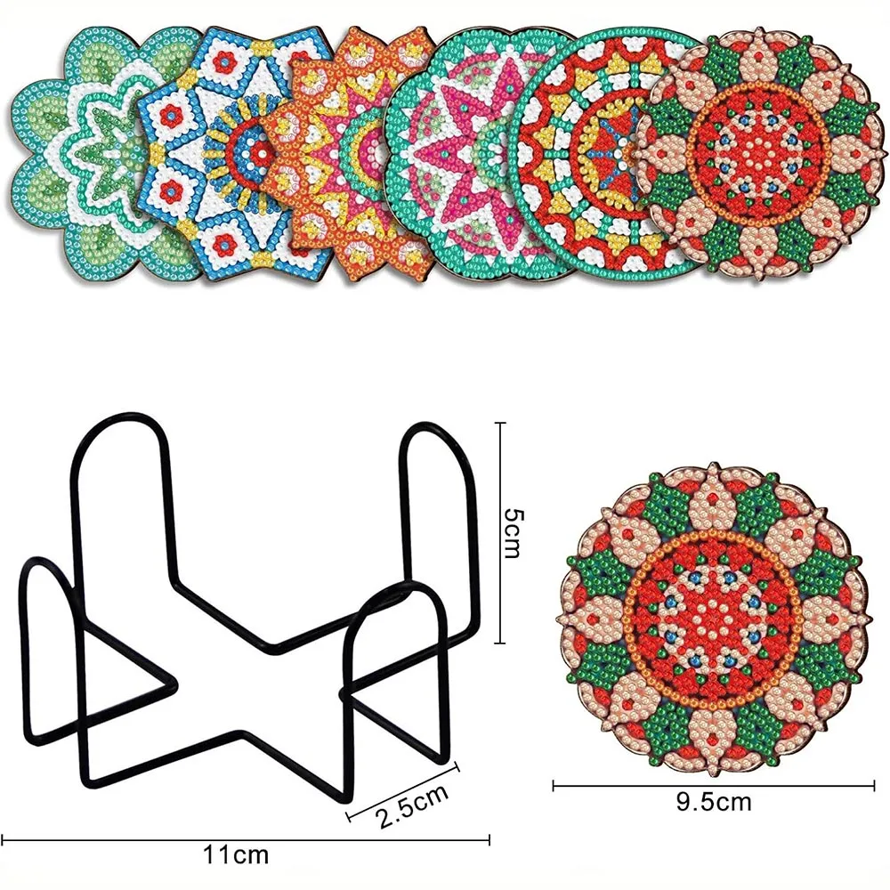 Figured'Art Mandala Bloemen diamond painting onderzetter 9x9cm 6st