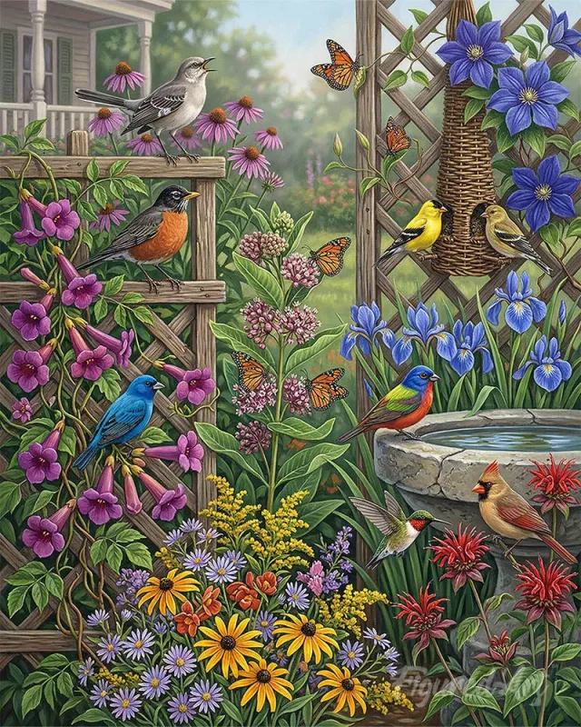 Figured'Art Vleugels tussen de bloemen schilderen op nummer 40x50 cm