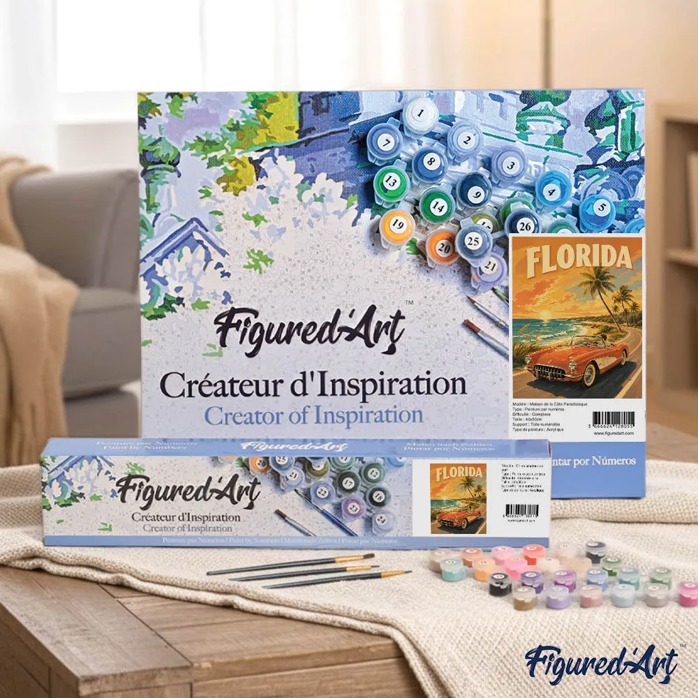 Figured'Art Vintageposter Florida schilderen op nummer 40x50 cm