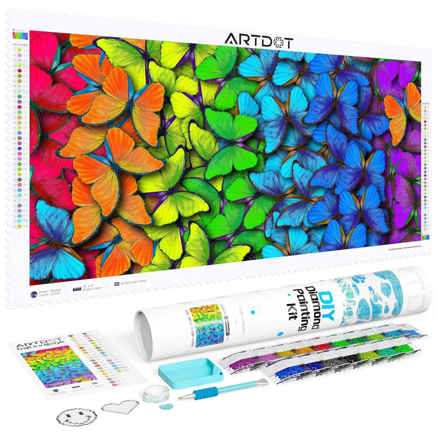 ARTDOT Vlinder diamond painting beginner 50x25 cm fluweel