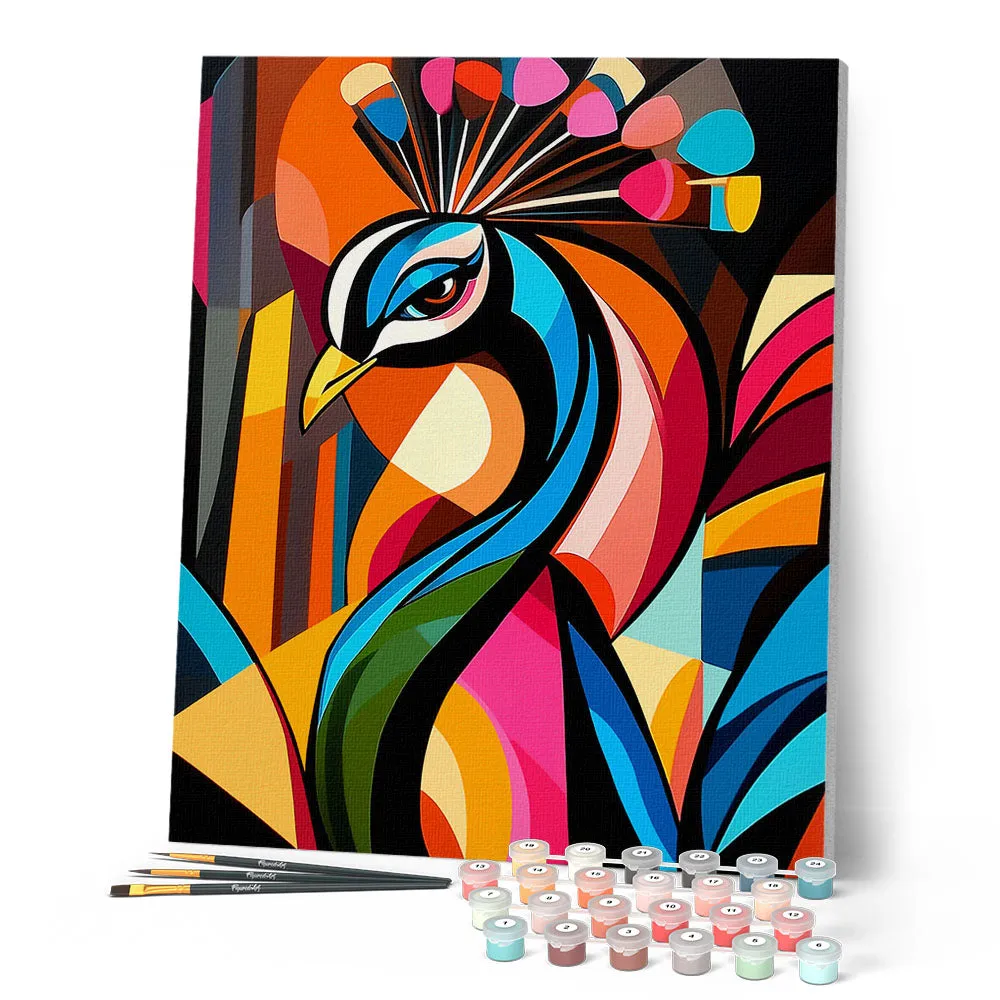 Figured'Art Gedurfd Abstract Pauw 1 schilderen op nummer 40x50cm kleurrijk