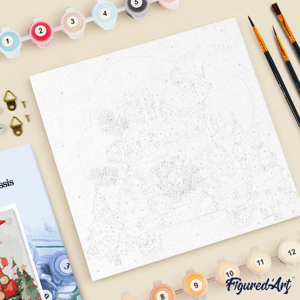Figured'Art Vrachtwagen van de Kerstman schilderen op nummer 20x20