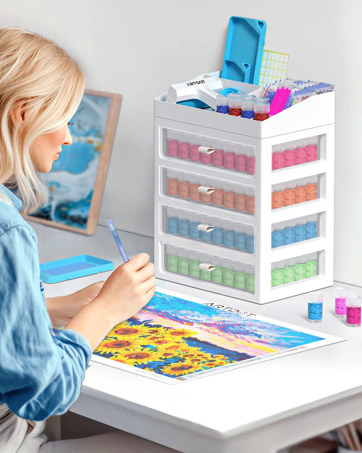 ARTDOT Opbergcontainers diamond painting 2 laden 96 flessen