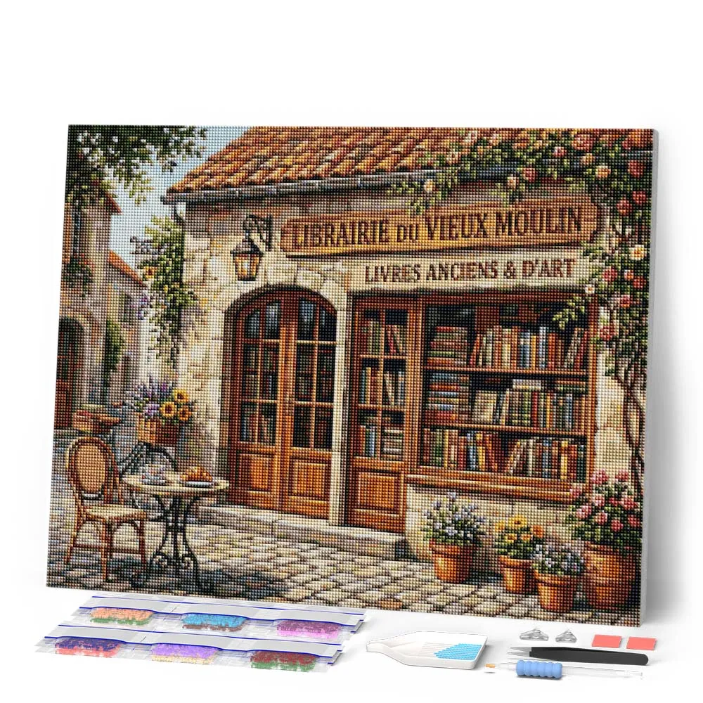 Figured'Art Diamond Painting Charmante Franse boekhandel 40x50 cm