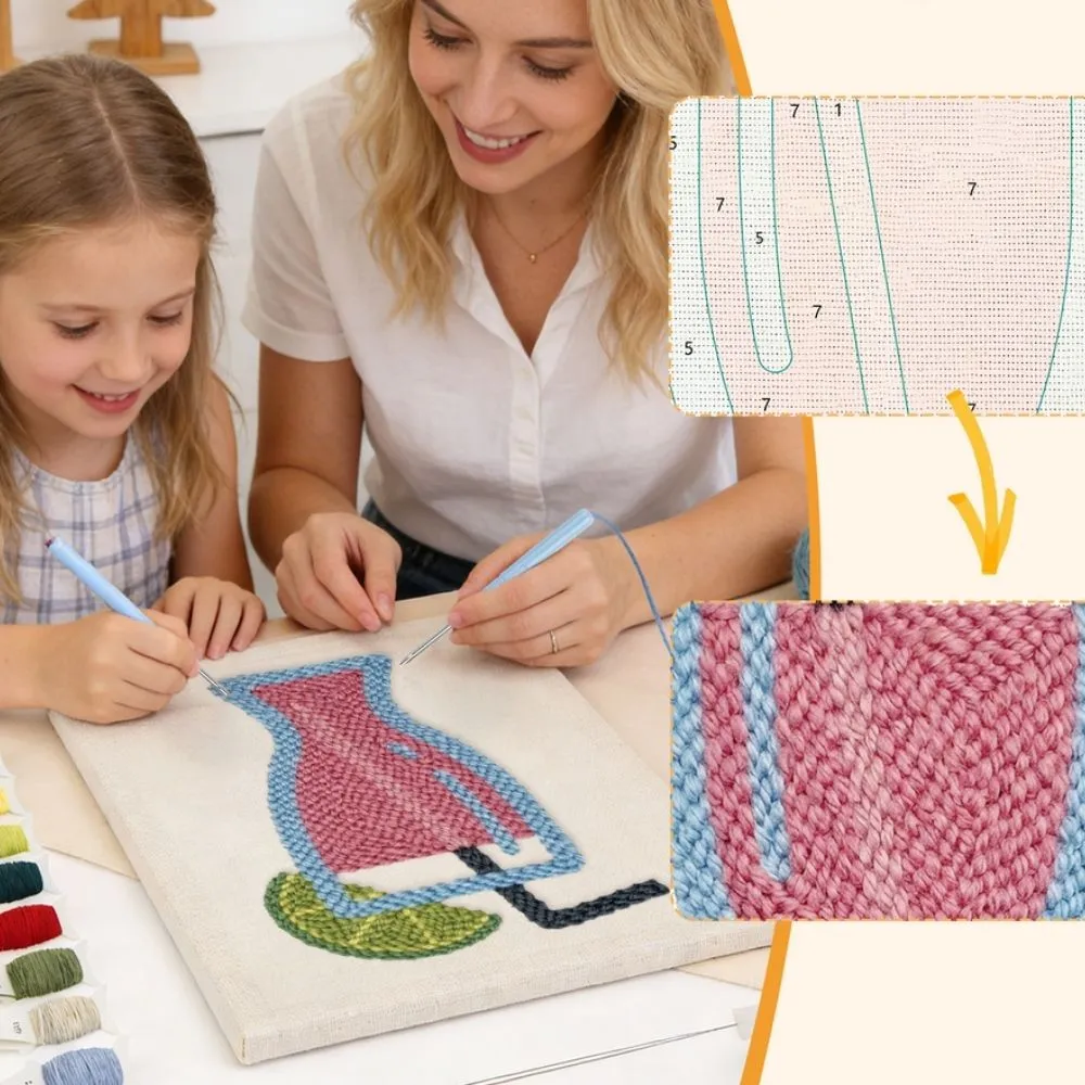 Figured'Art Roze Limonade punch needle pakket 20x30 cm frame