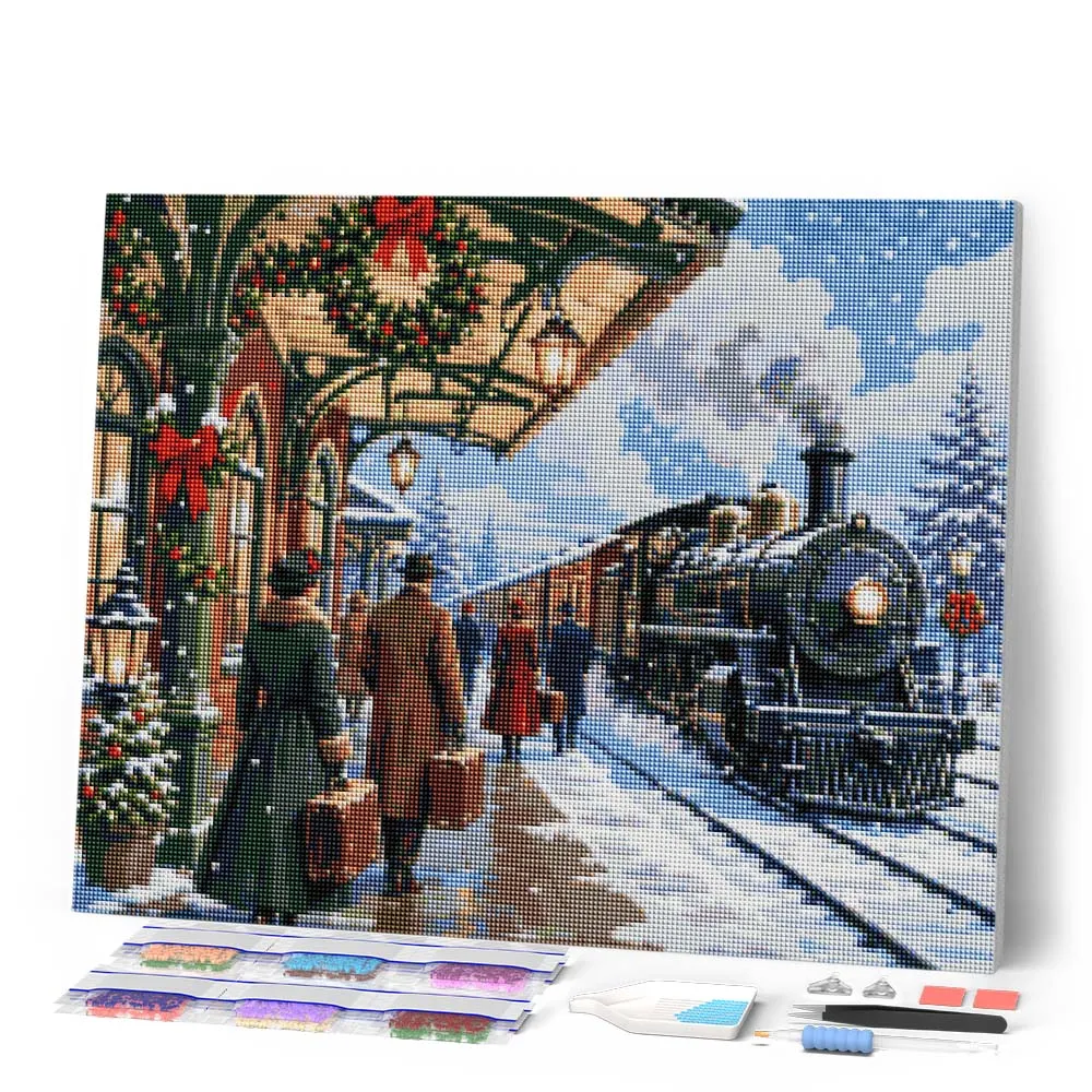 Figured'Art Feestdagenexpress diamond painting trein kerst