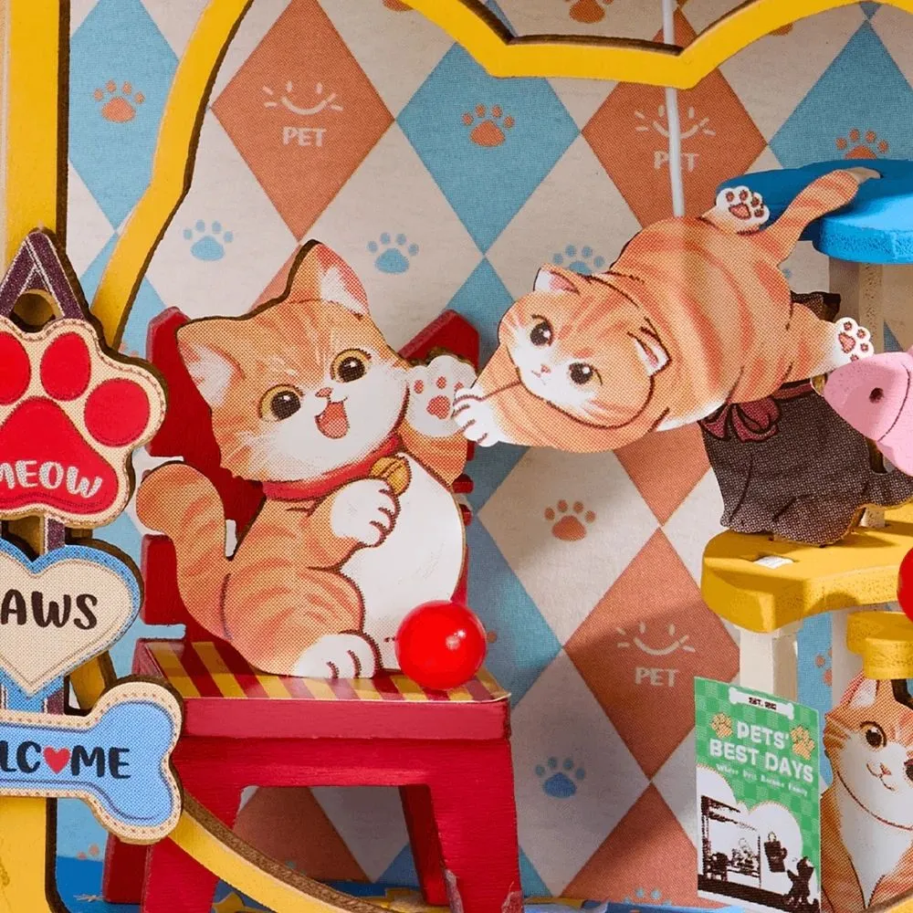 Figured'Art Pawfect dierenwinkel miniatuurhuisje 3D puzzel 76 delen