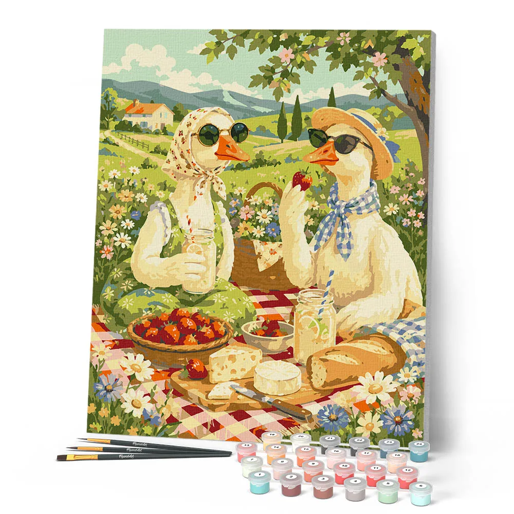 Figured'Art Picknick van de Eenden schilderen op nummer 40x50 cm dieren