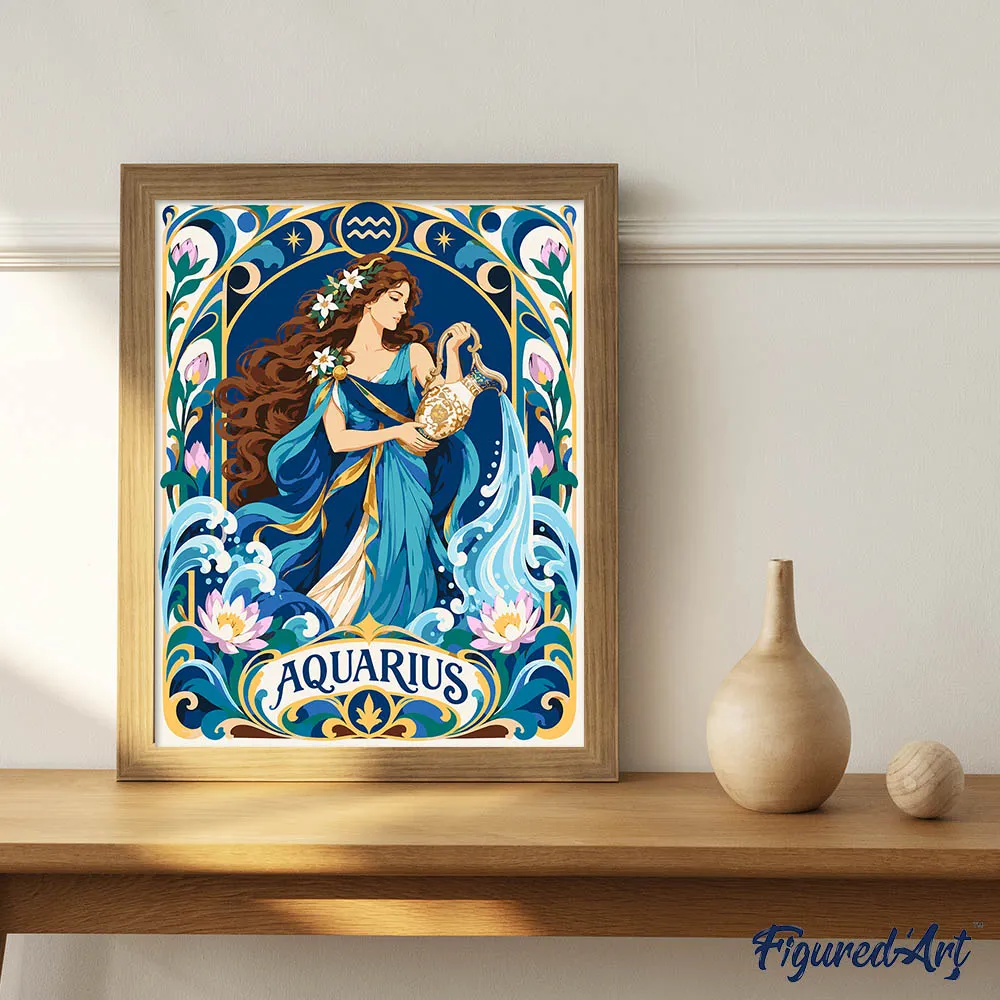 Figured'Art Art Nouveau Sterrenbeeld Waterman schilderen op nummer 40x50