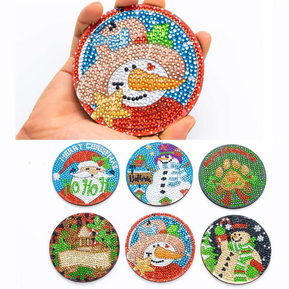 Figured'Art Kerstset 2 diamond painting onderzetters 6 stuks