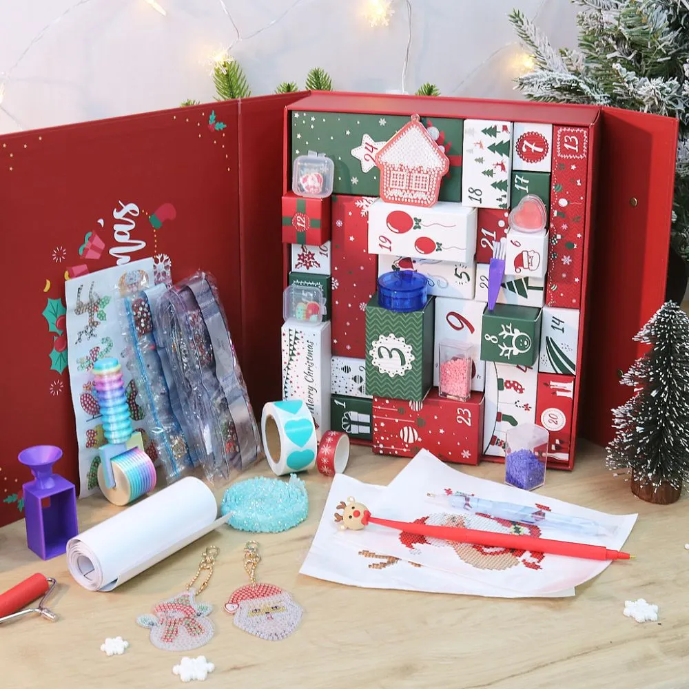 Figured'Art Adventskalender 2025 diamond painting rood 24 deurtjes