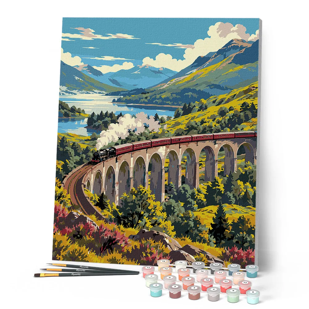 Figured'Art Glenfinnan Viaduct schilderen op nummer 40x50 cm trein