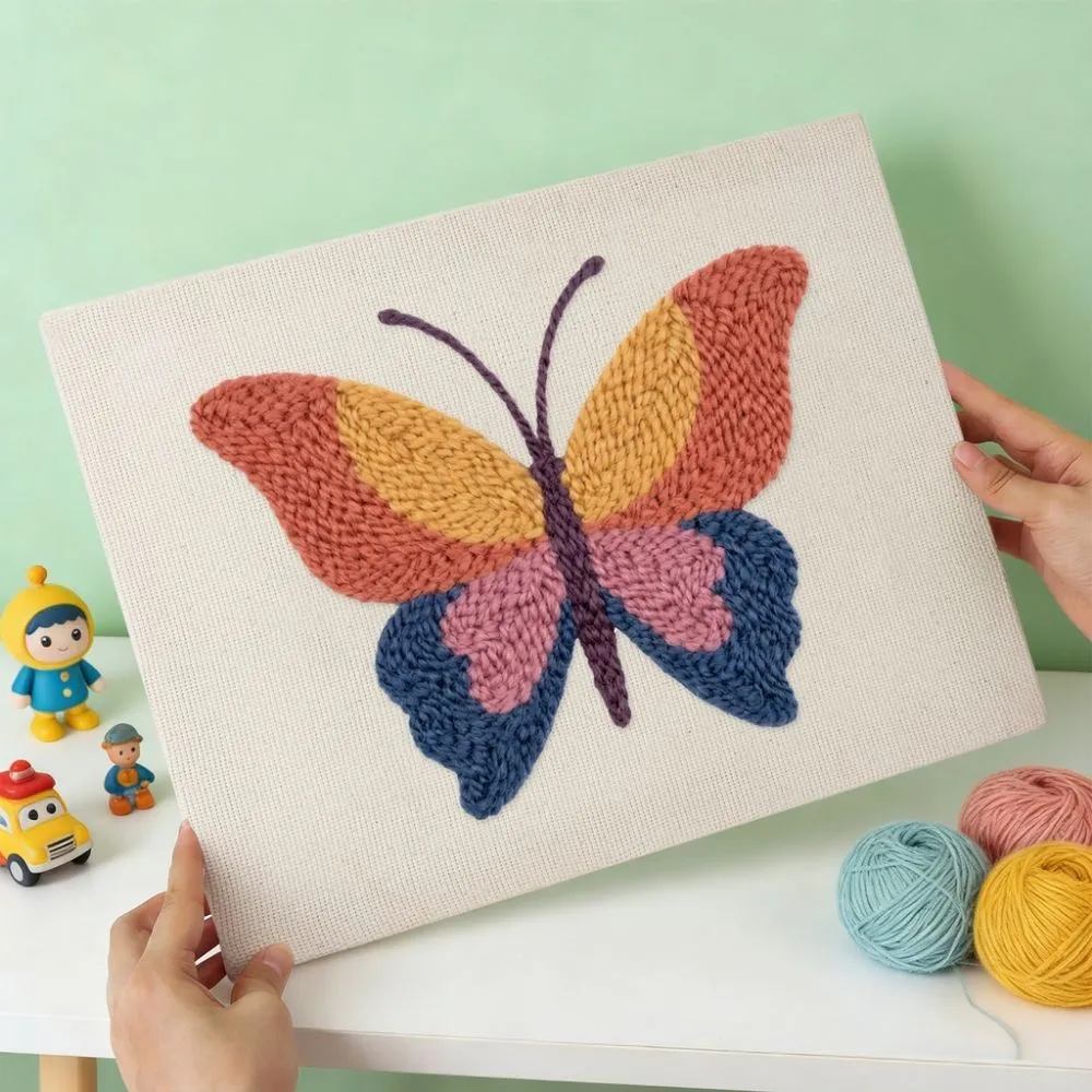 Figured'Art Oranje Vlinder punch needle pakket 20x30 cm frame