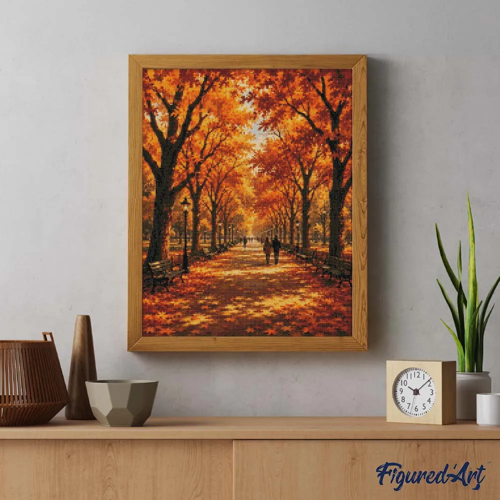 Figured'Art Literaire Wandeling in Central Park in de Herfst diamond painting