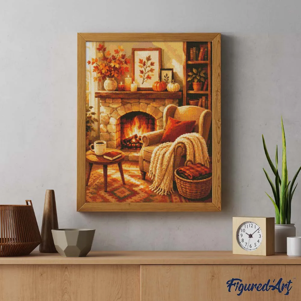 Figured'Art Gezellige Haard diamond painting 40x50cm vierkant