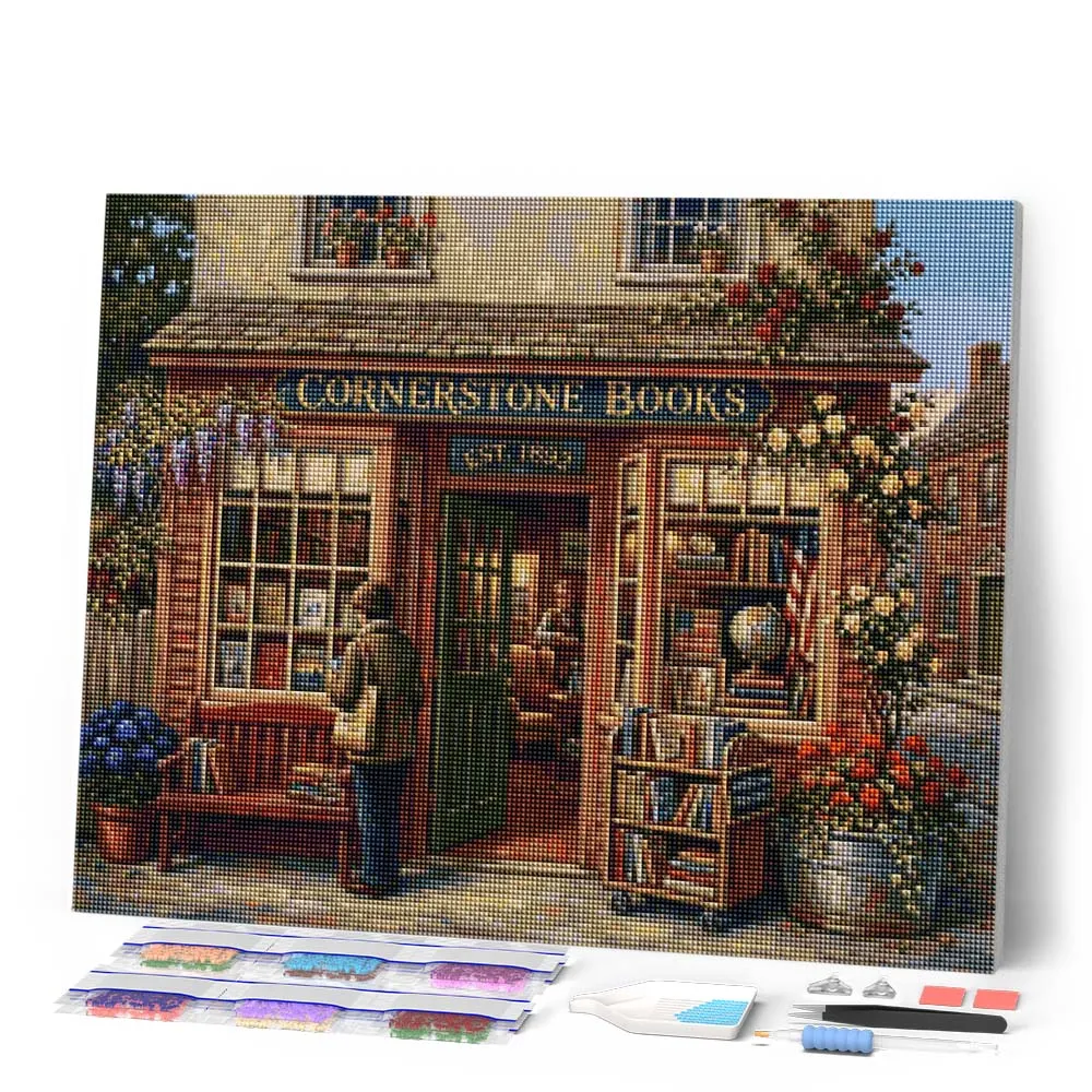 Figured'Art Een toevluchtsoord voor lezers diamond painting 40x50 cm vierkant