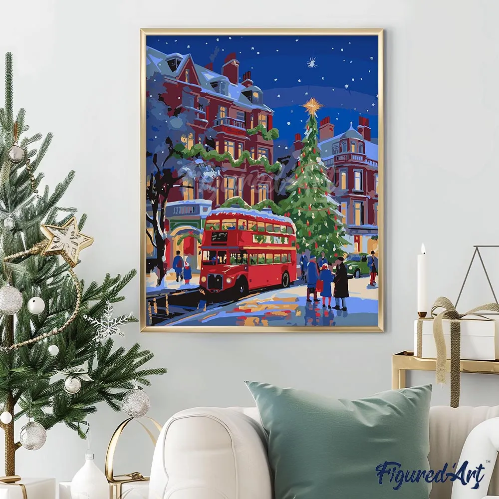 Figured'Art Kerststraat in Londen schilderen op nummer 40x50 cm linnen