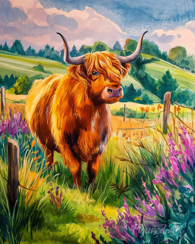 Figured'Art Diamond Painting Schotse Hooglander 40x50 cm vierkant