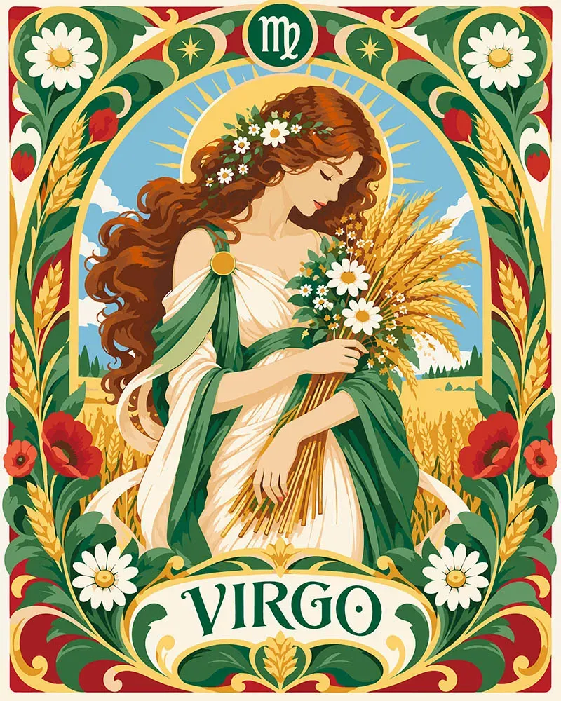 Figured'Art Art Nouveau Maagd schilderen op nummer 40x50cm sterrenbeeld