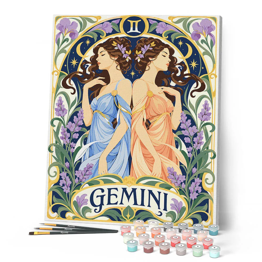 Figured'Art Art Nouveau Sterrenbeeld Tweeling schilderen op nummer