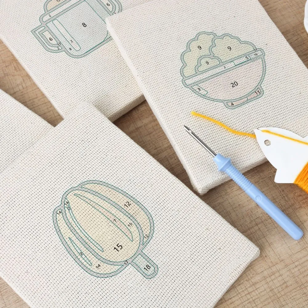 Figured'Art Punch Needle Set Mini Voedseliconen borduurpakket 4 stuks katoen