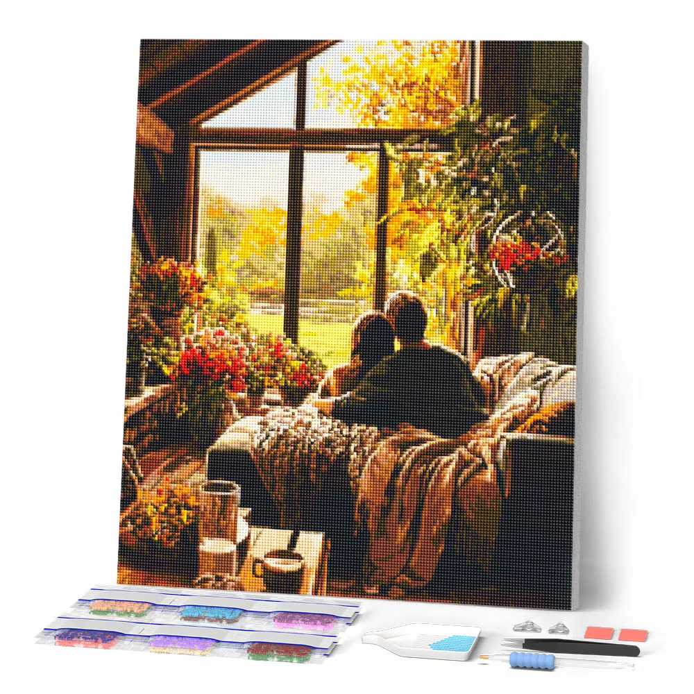 Figured'Art Herfstige ochtendknuffel diamond painting 40x50 cm