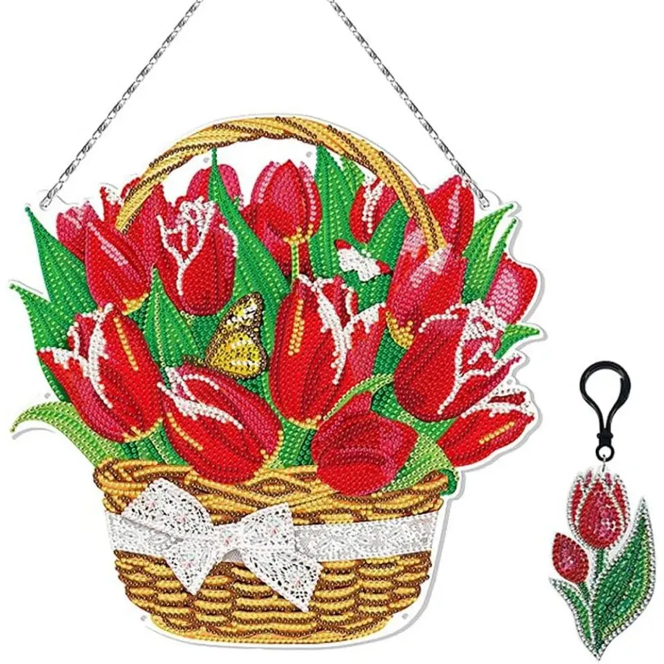 Figured'Art Tulpen diamond painting deurhanger 28x28cm LED