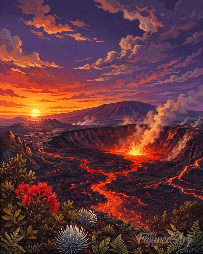Figured'Art Hawaii Volcanoes diamond painting 40x50 cm