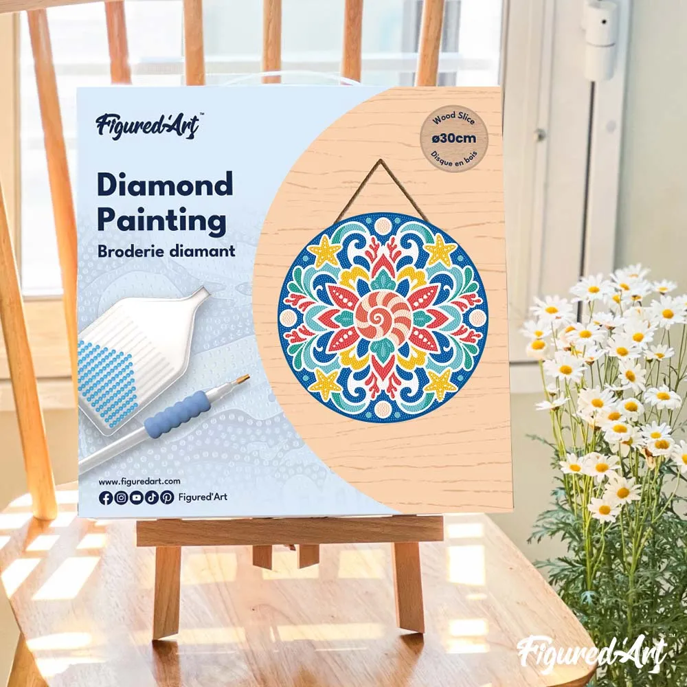 Figured'Art Schelpenmandala diamond painting hout 30cm