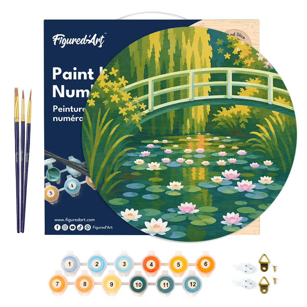 Figured'Art Waterlelies Monet schilderen op nummer houten schijf 30cm