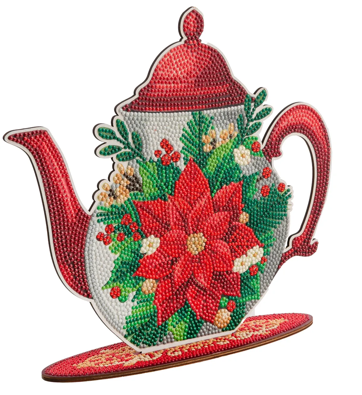 Craft Buddy Crystal Art Poinsettia Teapot decoratie 27 cm