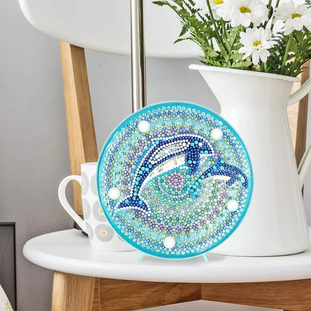 Figured'Art Dolfijnen diamond painting LED-lamp 15cm