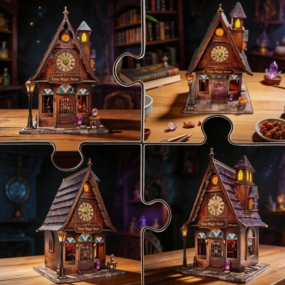 Figured'Art Tijd Magie Winkel miniatuurhuisje 3D puzzel met led