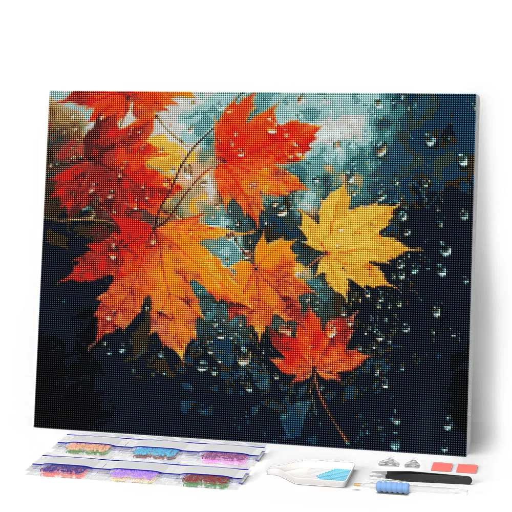 Figured'Art Esdoornbladeren na de Regen diamond painting 40x50