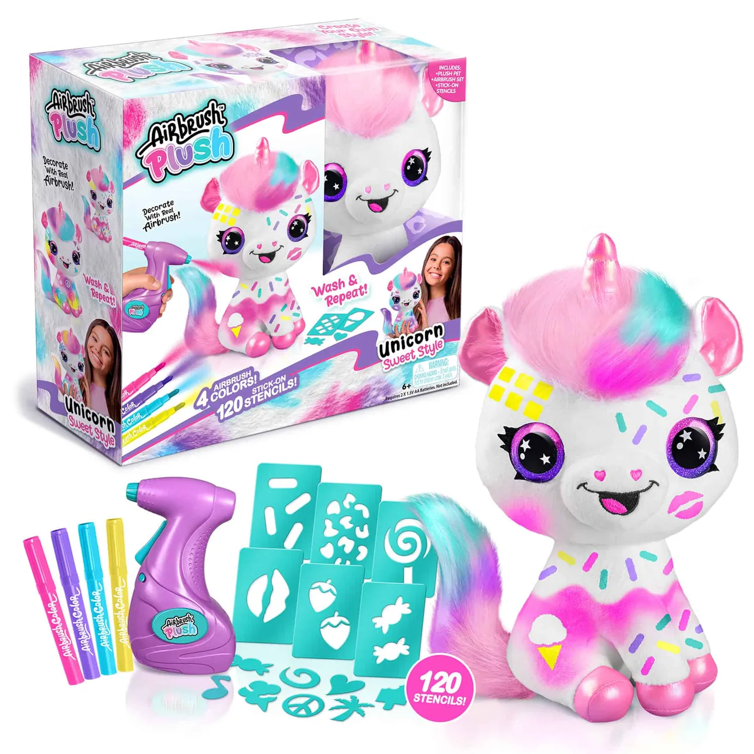 Canal Toys Airbrush Plush Sweet Unicorn knuffel versierset