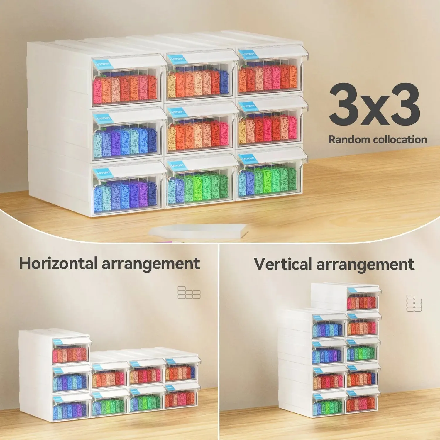 ARTDOT opbergtoren diamond painting 9 lades ronde steentjes stapelbaar