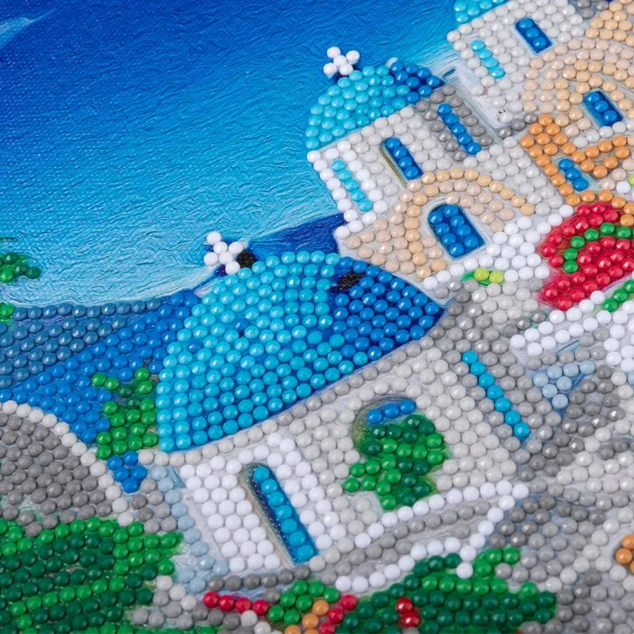 Craft Buddy Crystal Art Blue House View Canvas 30x30 cm