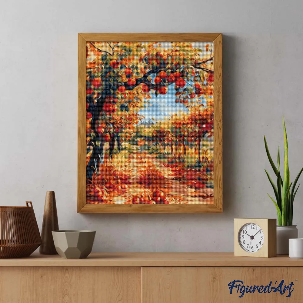 Figured'Art Rode Appels Herfstboom diamond painting 40x50 cm