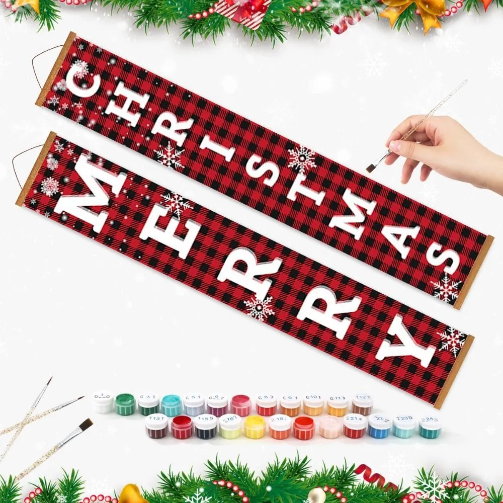 Figured'Art Zoete Kerst schilderen op nummer deurbanners 2x 20x120 cm