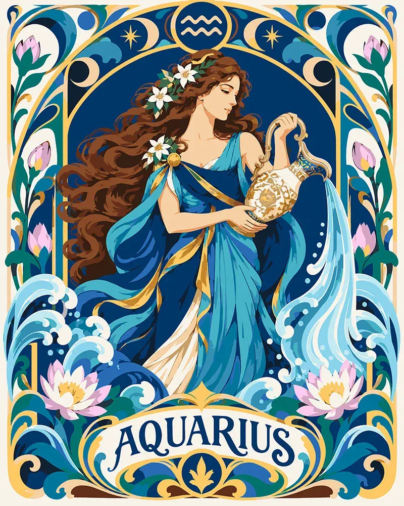 Figured'Art Art Nouveau Sterrenbeeld Waterman schilderen op nummer 40x50