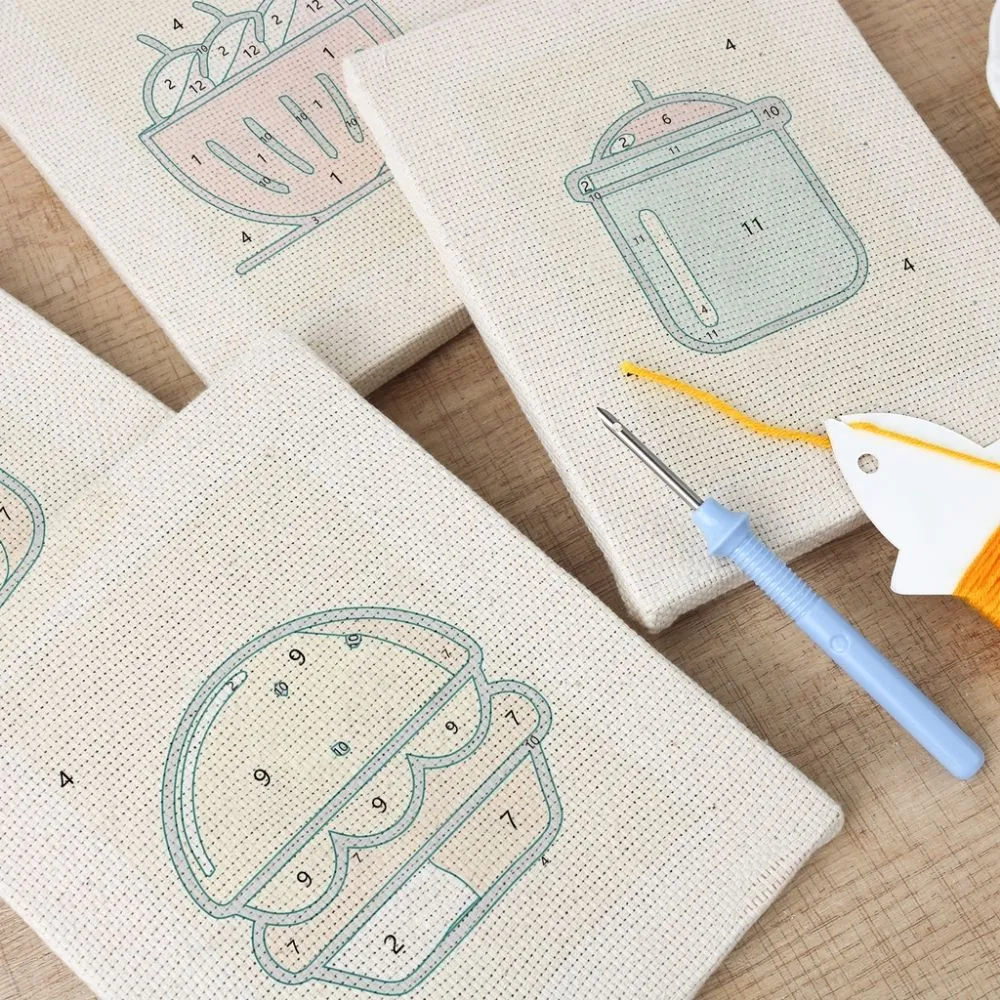 Figured'Art Snacktijd 1 punch needle set 4 stuks met frames