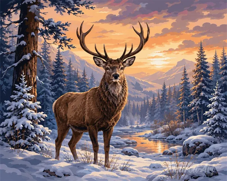 Figured'Art Majestueuze Winterhert diamond painting 40x50cm full drill