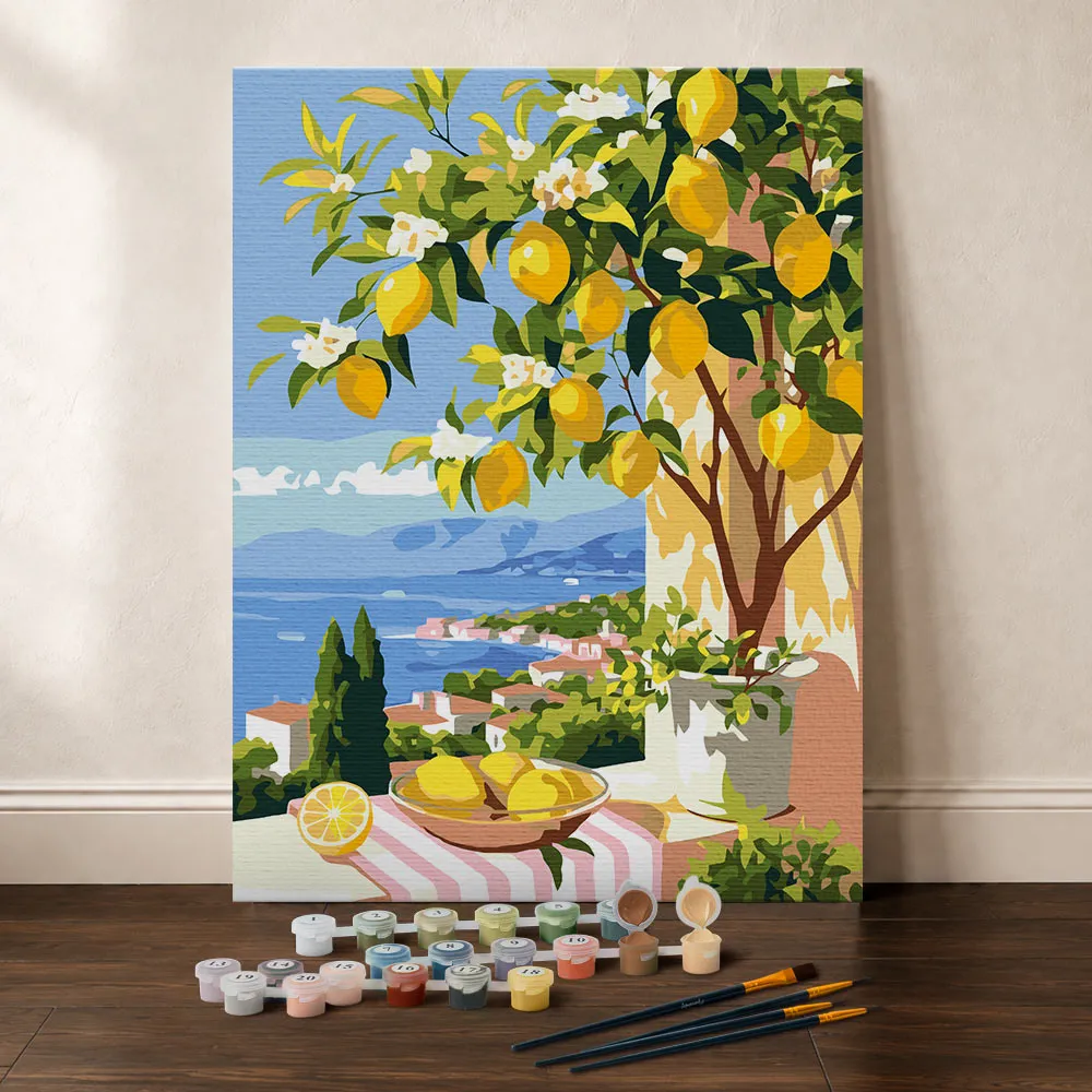 Figured'Art Zomerse Citroen schilderen op nummer cadeauset paneel zomer