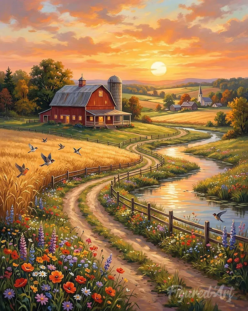Figured'Art Landweg diamond painting 40x50 cm landschap