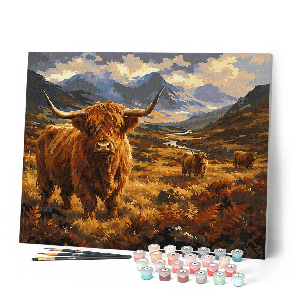 Figured'Art Hooglander in het Glen schilderen op nummer 40x50 cm gevorderd