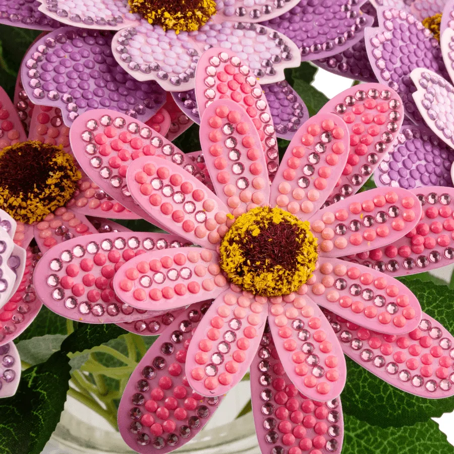 Craft Buddy Crystal Art 3D Flower roze lila boeket 32cm